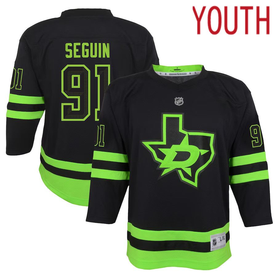 Youth Dallas Stars #91 Tyler Seguin Black Alternate Replica Player NHL Jersey